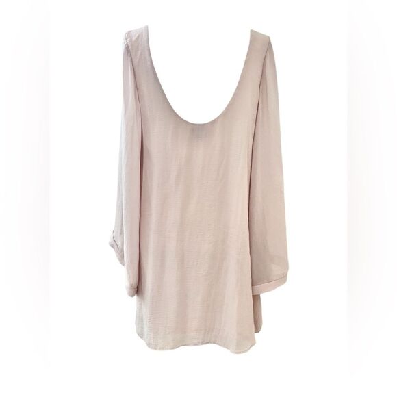 show me your mumu bombshell dress tan cream chiffon open back flowy sz. Large - Picture 2 of 8